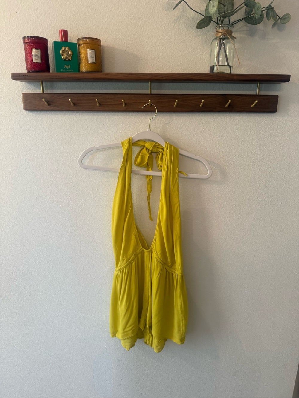 Indah Bright Yellow Halter Tie Camisole